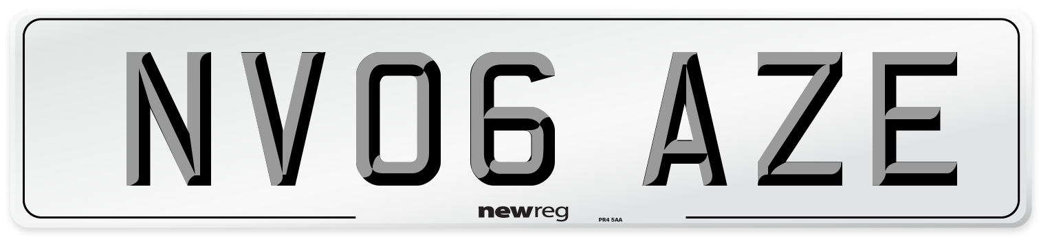 NV06 AZE Number Plate from New Reg